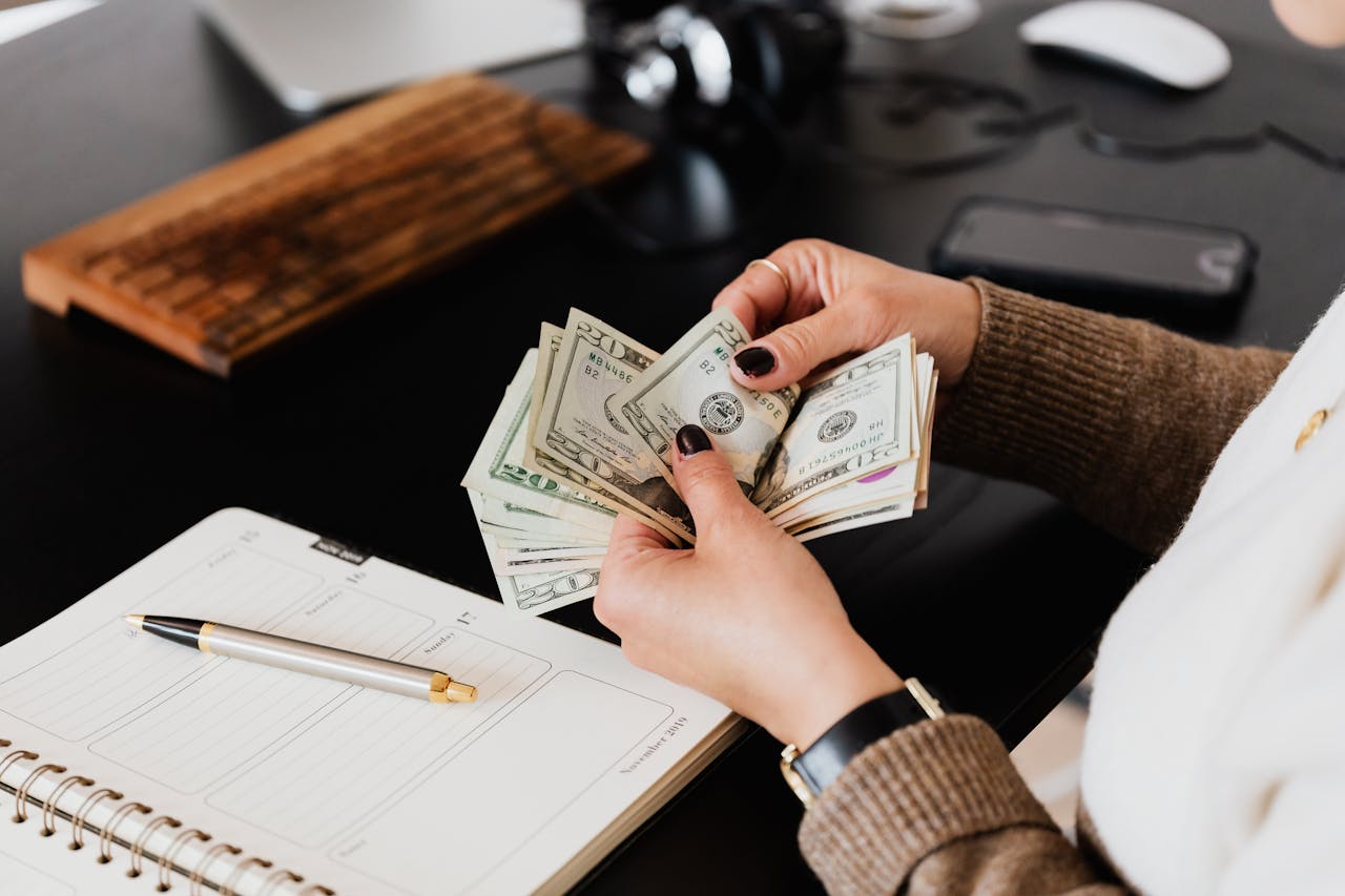 A person counting money