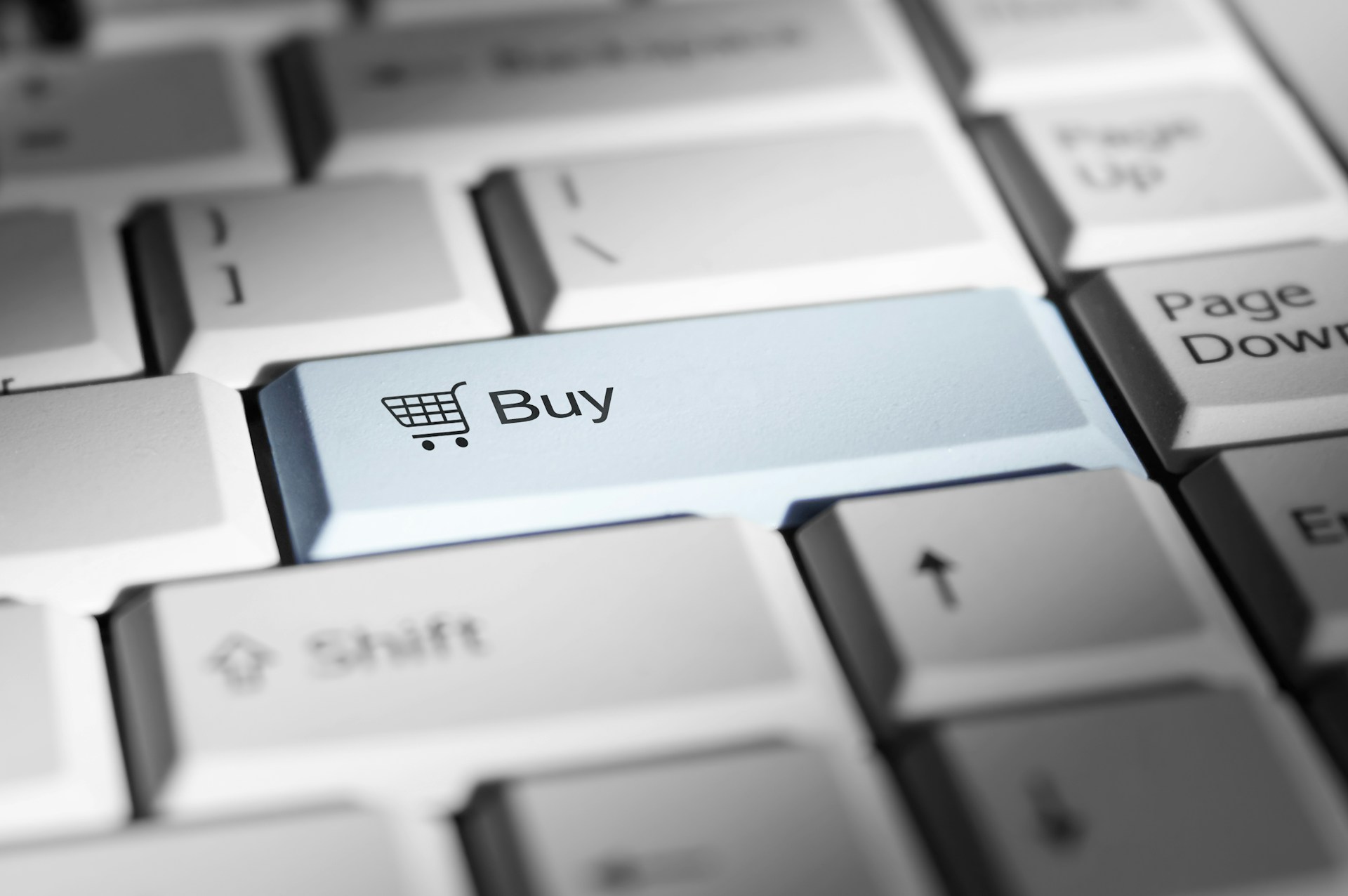 A keyboard with a buy button
