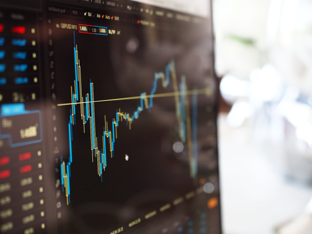 A monitor displaying merchant services analytics information