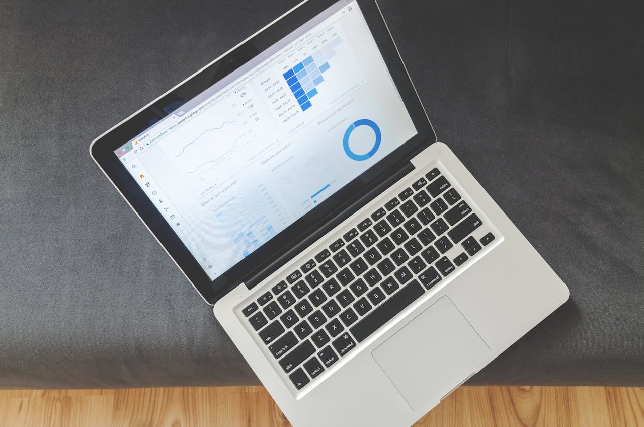 A laptop displaying analytical information that helps with ensuring a seamless merchant handover